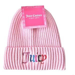 Juicy Couture Pink Ribbed Knit Hat